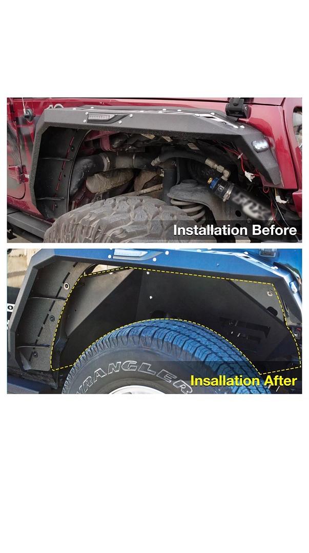 07-18 Jeep Wrangler JK, Black Powder Coated Inner Fender -Steel