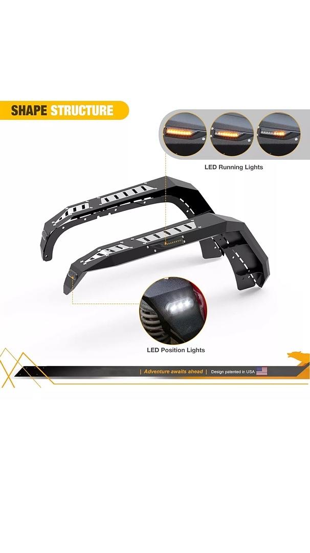 07-18 Jeep Wrangler JK JKU 2PCS Powder-Coated Steel Front Fender Flares