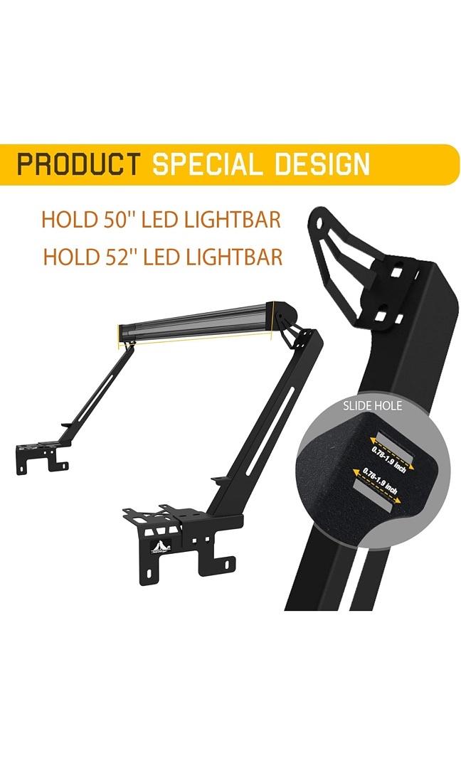 18-23 Jeep Wrangler JL A-Pillar LED Light Bar Mount Brackets Black Steel With 2x LED Work Light