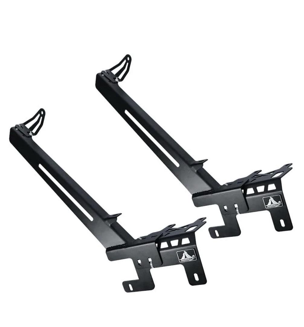 18-23 Jeep Wrangler JL A-Pillar LED Light Bar Mount Brackets Black Steel With 2x LED Work Light