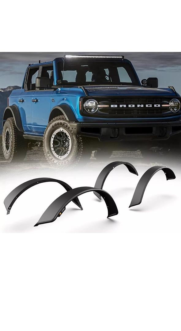 21-24 Black Steel Ford Bronco Wheel Front Rear Fender Flares