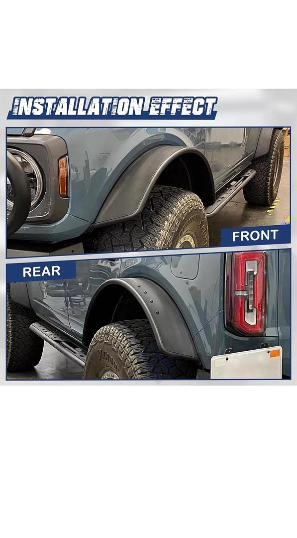 21-24 Black Steel Ford Bronco Wheel Front Rear Fender Flares