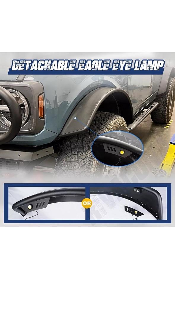 21-24 Black Steel Ford Bronco Wheel Front Rear Fender Flares
