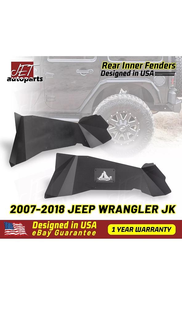 07-18 Jeep Wrangler JK 2/4 Door Rear Steel Inner Fenders Liners 2PC