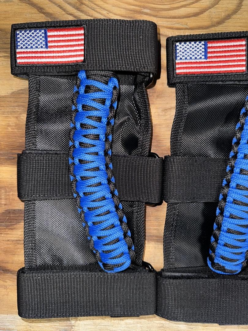 Handles Grab Roll Bar Grab Handles for Jeep Wrangler Accessories TJ JK JL CJ YJ 2 Door 4 Door 1945-2023 Jeep Gladiator JT UTV ATV - Upgrade Metal Buckle, Blue, 2 Pack