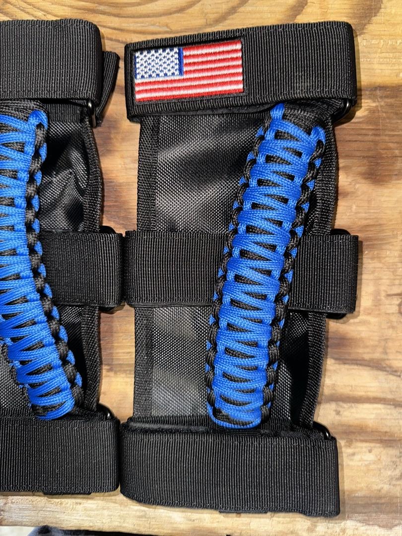 Handles Grab Roll Bar Grab Handles for Jeep Wrangler Accessories TJ JK JL CJ YJ 2 Door 4 Door 1945-2023 Jeep Gladiator JT UTV ATV - Upgrade Metal Buckle, Blue, 2 Pack