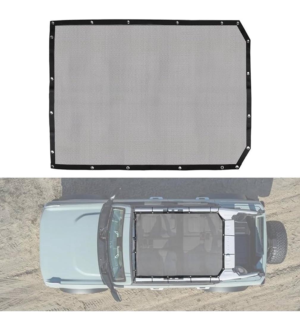 ‚úÖX003TAFEUF 2021 to 2024 Ford Bronco 4 Door Sun Roof Shade sombra para techo grey mesh troca 55 long 41 Wide