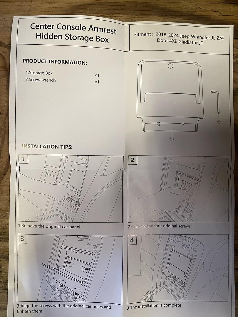 ‚úÖX003VLSAAN 18-24 Jeep Wrangler JL 2/4 Door 4XE Gladitor JT Sukemichi One-Touch Armrest Hidden Storage Box