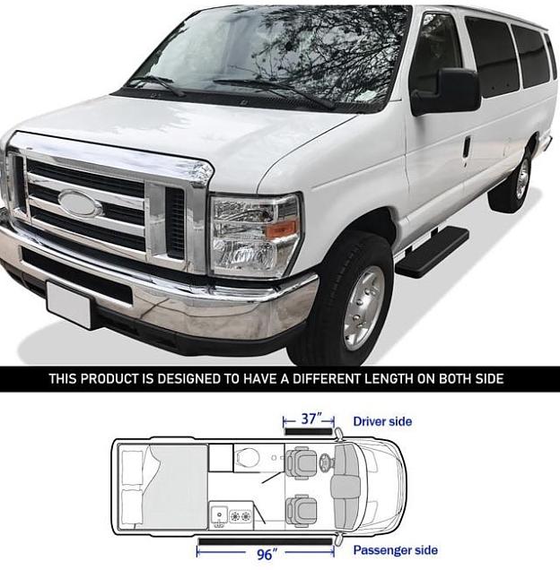 99-14 Ford Econoline Full Size Van 3-Door 6‚Äù Black Nerf Bar Side Step Running Boards