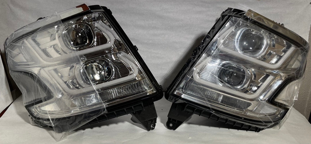15-18 Chevy Suburban/Tahoe 3D LED DRL Projector Headlight - Chrome/Clear