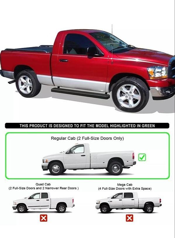 02-08 Dodge Ram 1500/2500/3500 Regular Cab iBoard Black 6" Side Bar Step Running Boards