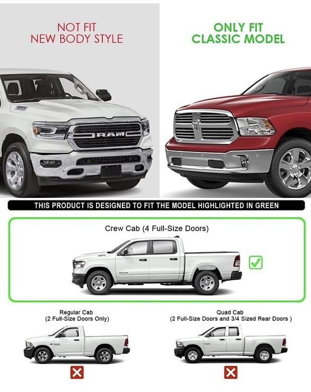 09-18 Dodge Ram 1500 Crew Cab 5.5ft Short Bed & 10-24 Dodge Ram 2500 / 3500 6‚Äù Wheel to Wheel Running Boards Nerf Bars Side Steps