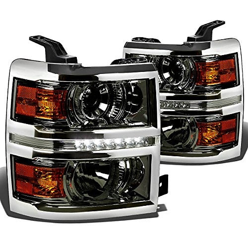 14-15 CHEVY SILVERADO 1500 SMOKED AND AMBER LED PROJECTOR HEADLIGHTS