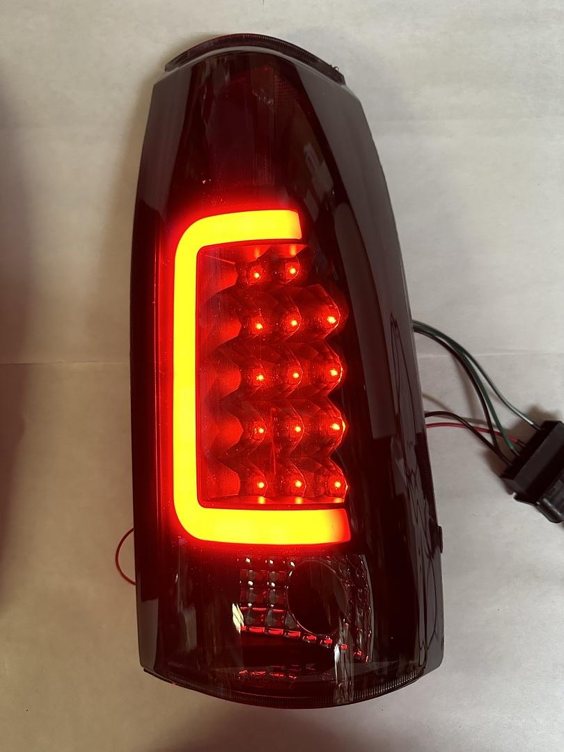 OB TL-C10-LED-3D-BK-SM 88-02 Chevy GMC C/K Series Smoked Lens LED Taillights Chipped (left side)