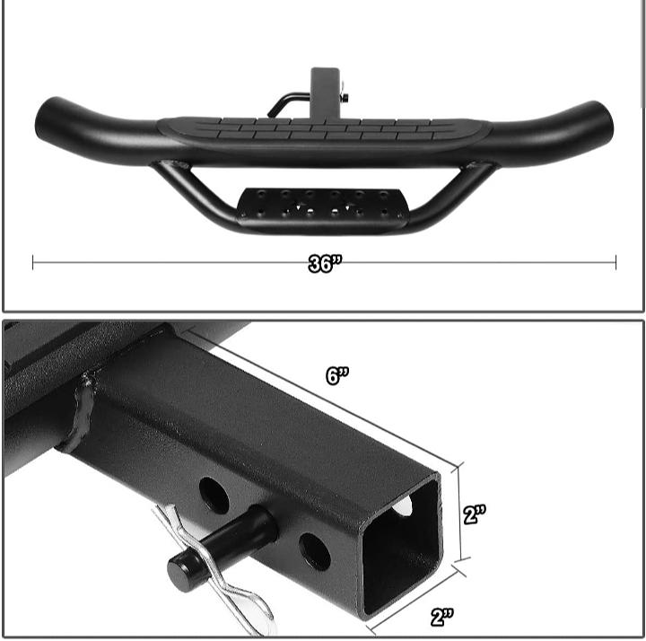 . 2 In. Receiver 36 In. W X 4 In. OD Trailer Tow Hitch Drop Step Bar - Heavy Duty Steel (Copy)