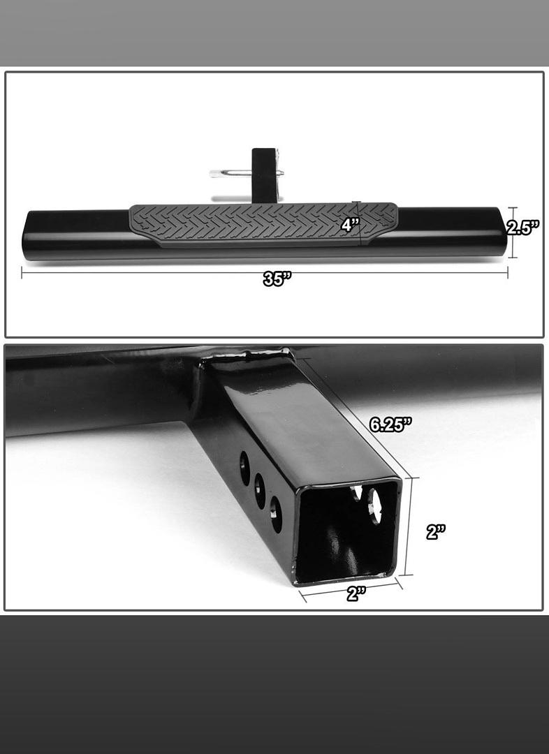 35-inch x 4-inch Oval Tube Class III 2-inch Recevier Hitch Step Bar (Black)