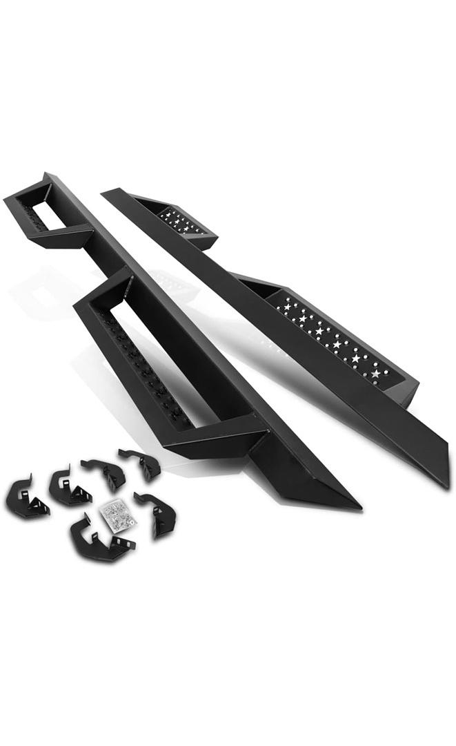 4.5" Powdercoated Running Board Side Step Nerf Bar Compatible with 07-19 Silverado 1500 2500HD 3500HD / 07-19 Sierra 1500 2500HD 3500HD crew Cab