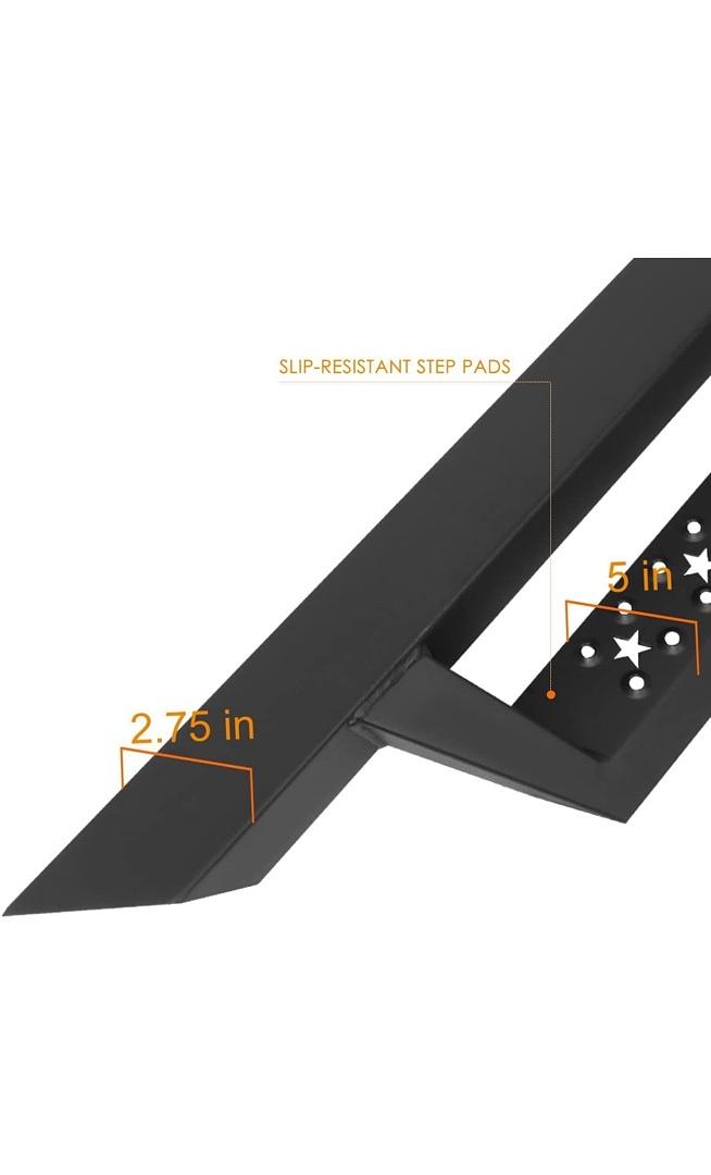 4.5" Powdercoated Running Board Side Step Nerf Bar Compatible with 07-19 Silverado 1500 2500HD 3500HD / 07-19 Sierra 1500 2500HD 3500HD crew Cab