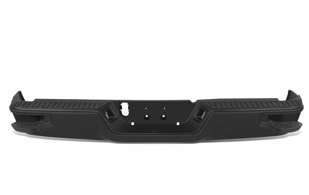 OB RBUM-ST-DR09-08-BK 2009-2018 Dodge Ram 1500 Rear Step Bumper WITHOUT Parking Sensor Holes & WITHOUT Dual Exhaust - Black
