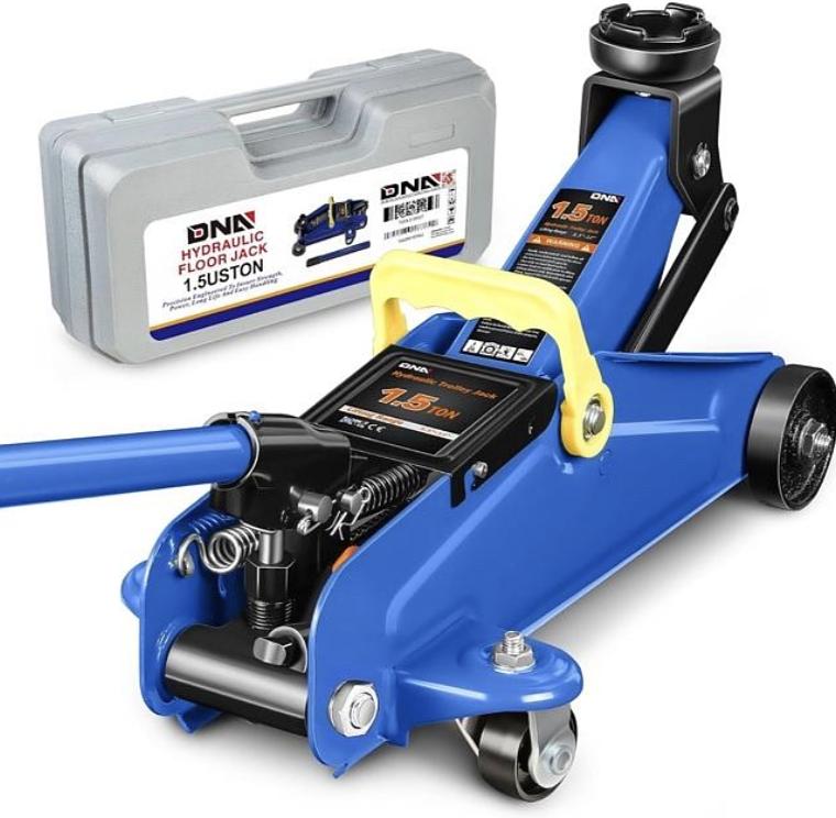 Low Profile Hydraulic Trolley Service/Floor Jack, 2 Ton (4000 lbs) Capacity, Lifting Range 5.1"-13", Blue