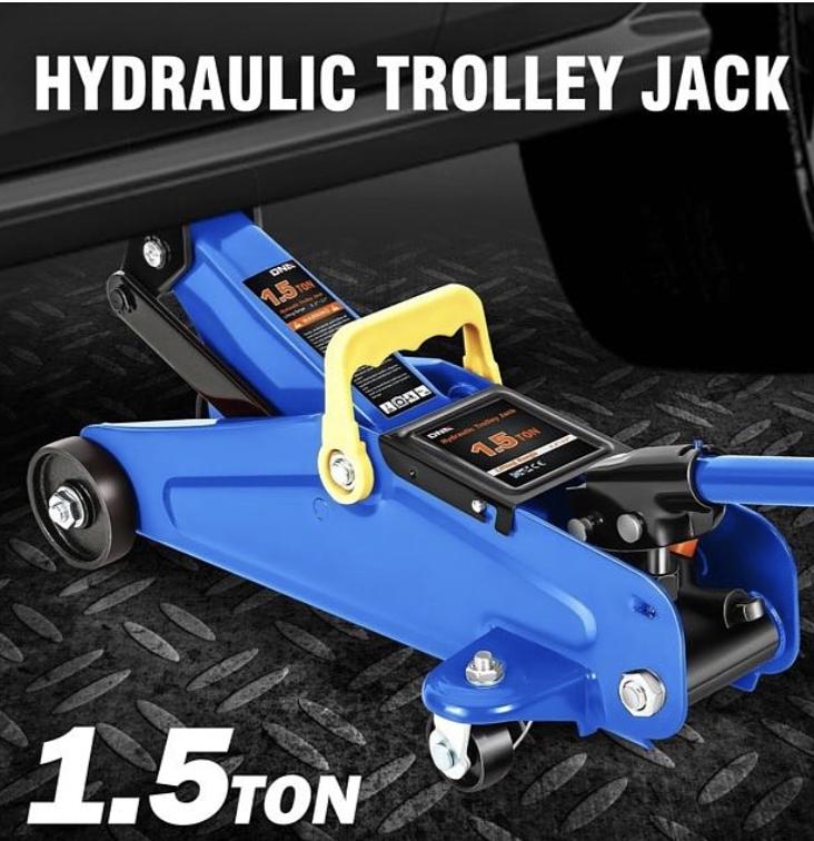 Low Profile Hydraulic Trolley Service/Floor Jack, 2 Ton (4000 lbs) Capacity, Lifting Range 5.1"-13", Blue