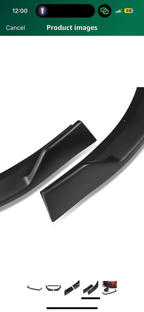 21-22 Hyundai Elantra, 3PC STP-Style Front Bumper Lip Matte Black