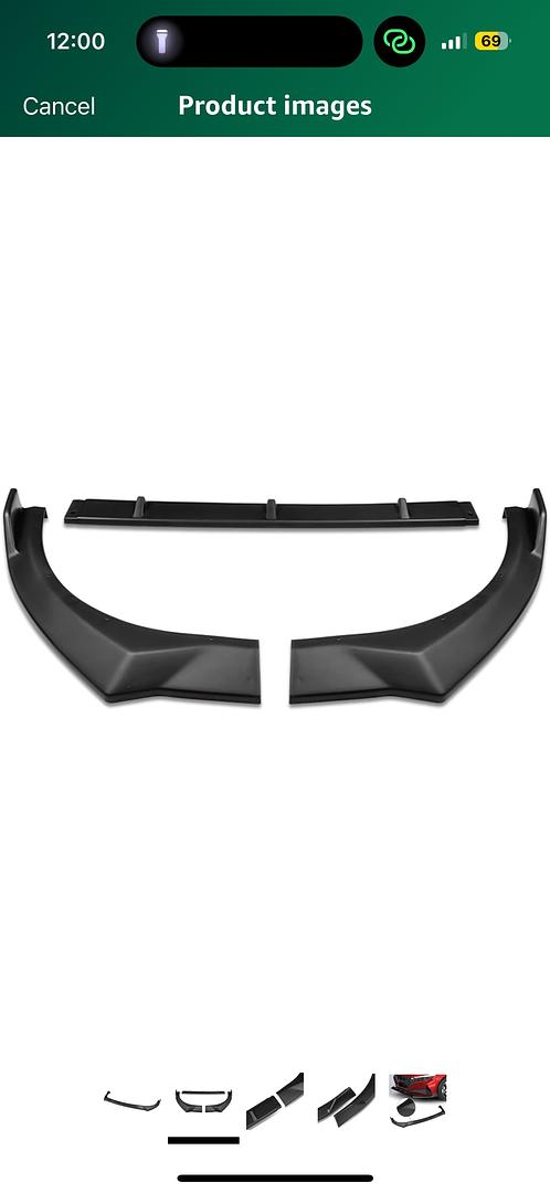 21-22 Hyundai Elantra, 3PC STP-Style Front Bumper Lip Matte Black