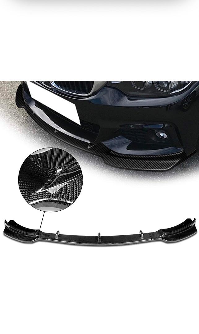14-19 BMW 4-Series Gran Coupe M-Sport Resin Carbon Fiber Front W/ Vertical Stabilizers Bumper Lip