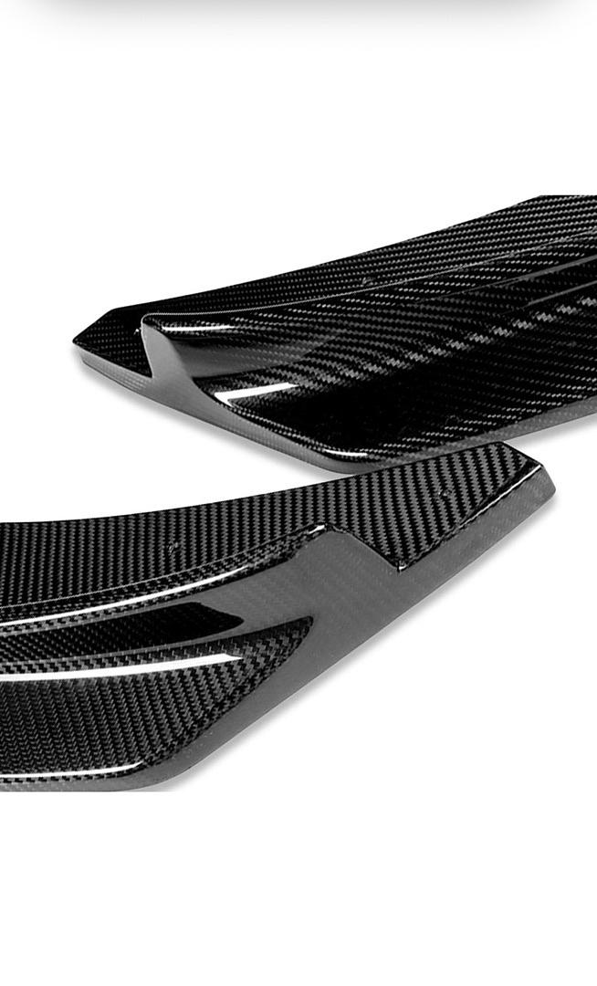 14-19 BMW 4-Series Gran Coupe M-Sport Resin Carbon Fiber Front W/ Vertical Stabilizers Bumper Lip