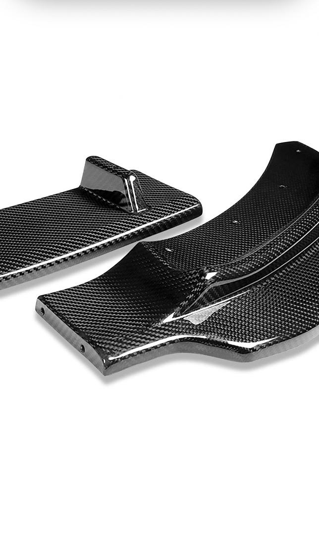 14-19 BMW 4-Series Gran Coupe M-Sport Resin Carbon Fiber Front W/ Vertical Stabilizers Bumper Lip