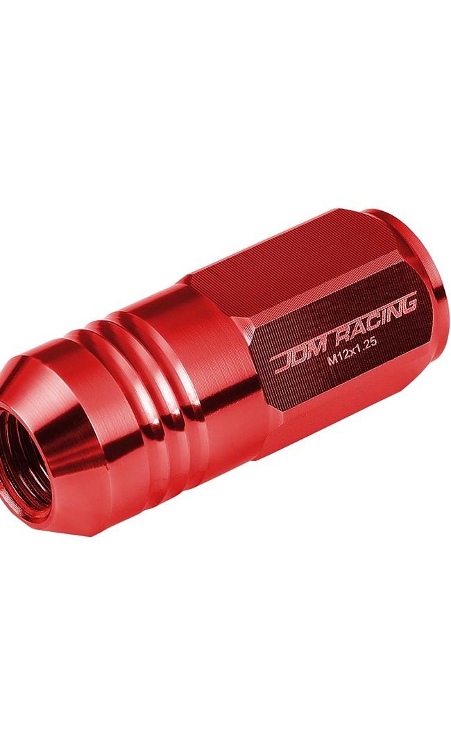 20Pcs Closed End Design M12 x 1.25 Aluminum Alloy Wheel Lug Nuts + Deep Drive Extension Adapter, 20mm OD/50mm Height (Red)