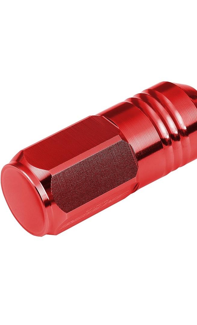 20Pcs Closed End Design M12 x 1.25 Aluminum Alloy Wheel Lug Nuts + Deep Drive Extension Adapter, 20mm OD/50mm Height (Red)