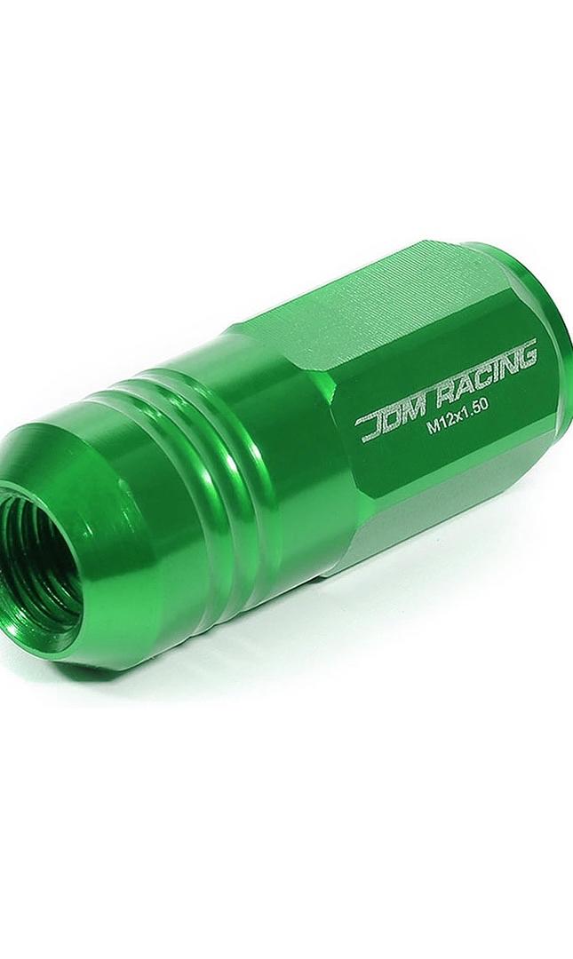 20Pcs Closed End Design M12 x 1.5 Aluminum Alloy Wheel Lug Nuts + Deep Drive Extension Adapter, 20mm OD/50mm Height (Green)