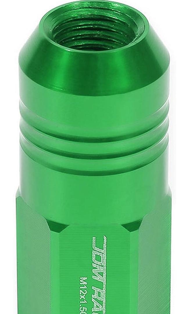 20Pcs Closed End Design M12 x 1.5 Aluminum Alloy Wheel Lug Nuts + Deep Drive Extension Adapter, 20mm OD/50mm Height (Green)