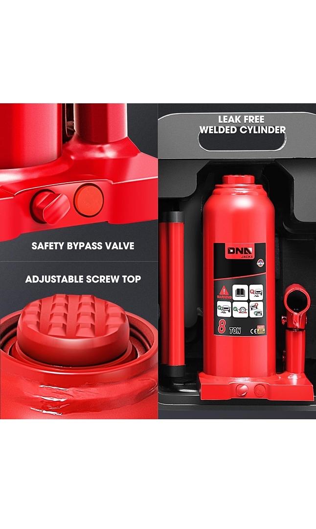 OPEN BOX TOOLS-00358 8 tons / 17637 lbs Lifting Automotive Welded Hydraulic Bottle Jack for Repair Vehicle, Pickup, Truck, w/Manual Handle, Red