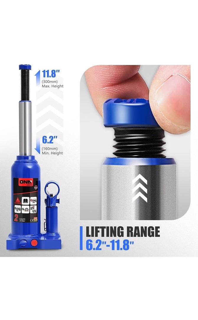 OPEN BOX TOOLS-00347 2 tons / 4409.2 lbs Lifting Automotive Welded Hydraulic Bottle Jack for Repair Vehicle, Pickup, Truck, w/Manual Handle, Blue