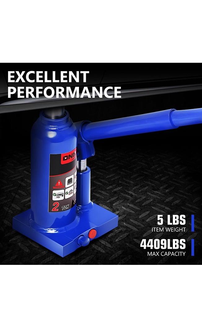 OPEN BOX TOOLS-00347 2 tons / 4409.2 lbs Lifting Automotive Welded Hydraulic Bottle Jack for Repair Vehicle, Pickup, Truck, w/Manual Handle, Blue
