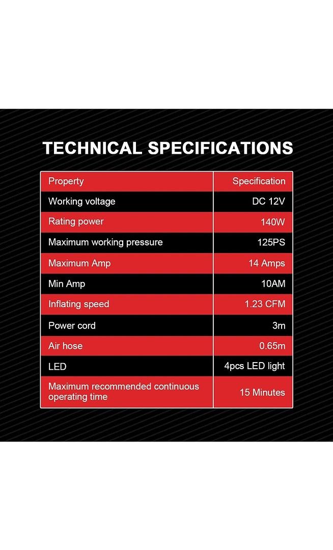 12 V 125 PSI LED Flash Light Air Pump Portable Air Compressor Inflator for Cars, Bikes and Balls