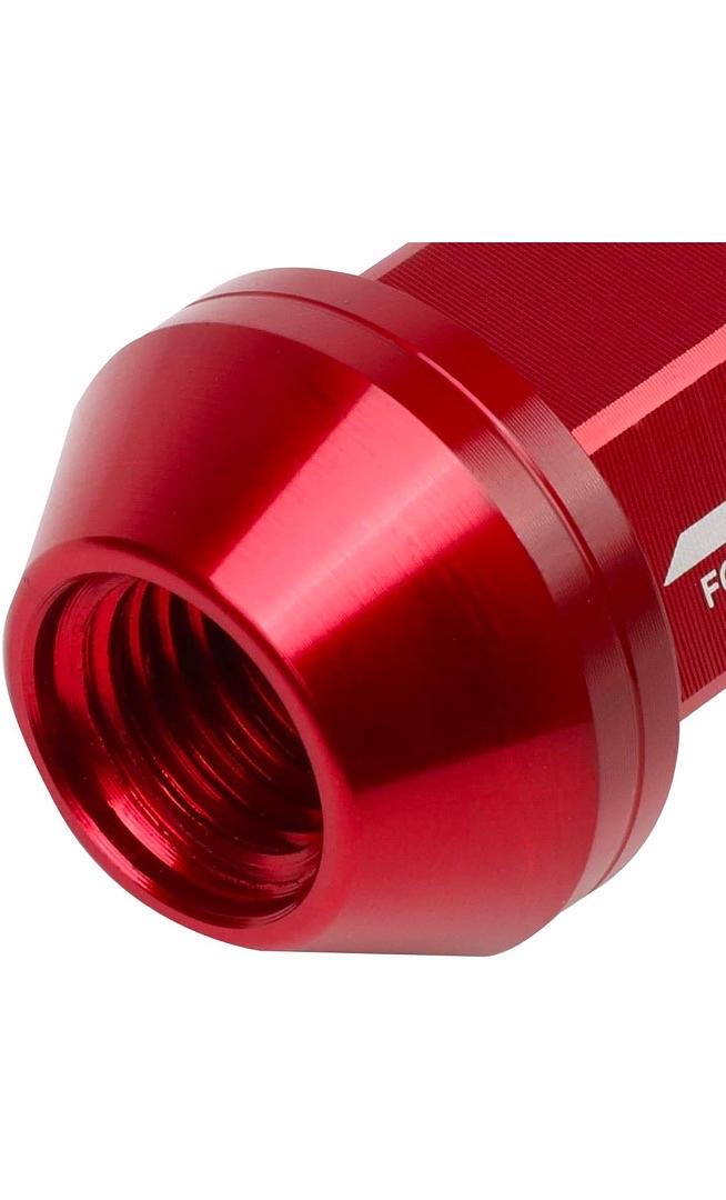 J2 Engineering 7075 Aluminum Red M12 x 1.5 20Pcs L: 35mm Close End Lug Nut w/Socket Adapter