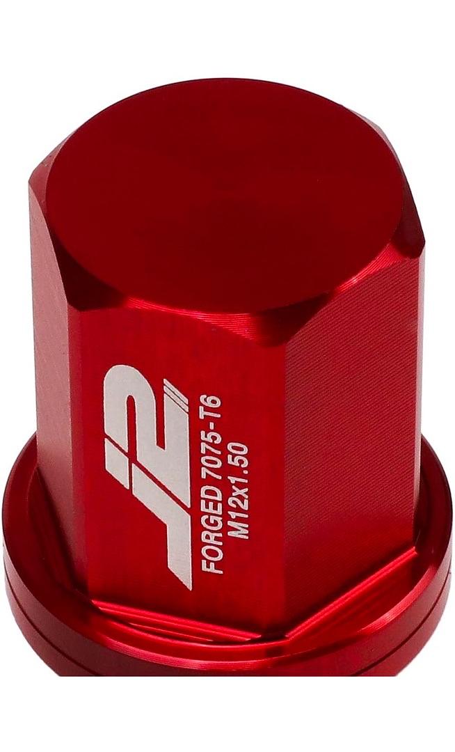 J2 Engineering 7075 Aluminum Red M12 x 1.5 20Pcs L: 35mm Close End Lug Nut w/Socket Adapter