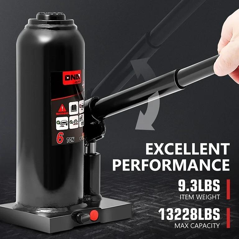 17'' 6 Tons (13227 lbs) Car Pickup SUV Auto Repair Manual Automotive Hydraulic Welded Bottle Jack Black