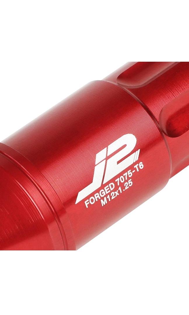20Pcs M12 x 1.25 7075-T6 Aluminum 50mm Open-End Lug Nut w/Socket Key (Red)