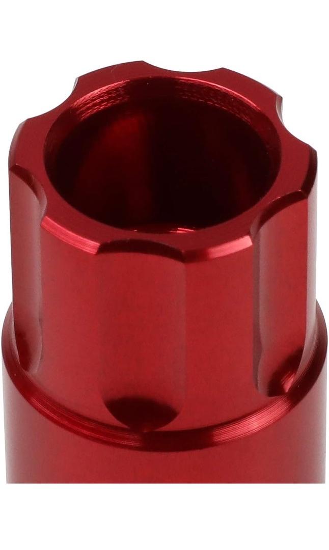 20Pcs M12 x 1.25 7075-T6 Aluminum 50mm Open-End Lug Nut w/Socket Key (Red)