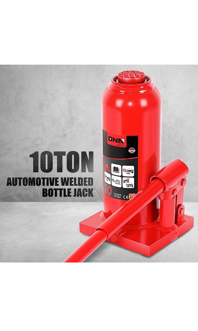 10 tons / 22046.2 lbs Lifting Automotive Welded Hydraulic Bottle Jack for Repair Vehicle, Pickup, Truck, w/Manual Handle, Red