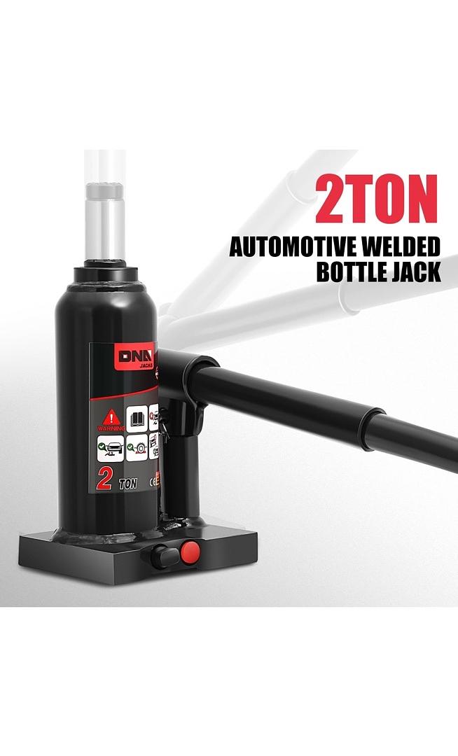2 tons / 4409.2 lbs Lifting Automotive Welded Hydraulic Bottle Jack for Repair Vehicle, Pickup, Truck, w/Manual Handle, Black