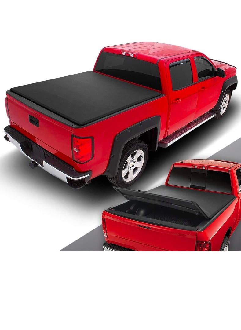 99-06 Silverado/Sierra 1500-3500 & HD Models 8Ft Bed, Truck Bed Soft Tri-Fold Adjustable Tonneau Cover