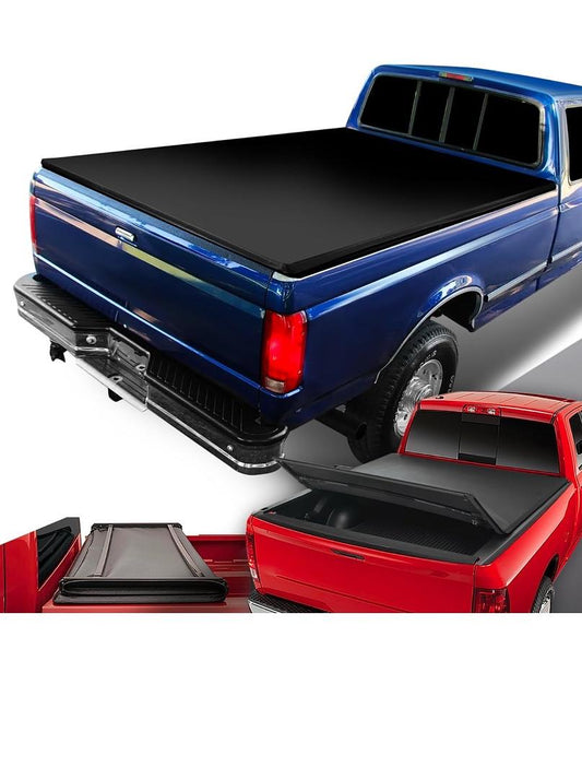75-96 Ford F-150 6.5Ft Fleetside / Styleside Bed Bed Truck Bed Soft Tri-Fold Adjustable Tonneau Cover