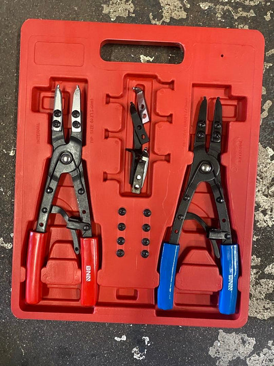 2pc 10 in Heavy Duty Multi Angle Internal External Spring Ratchet Circlip Plier for Ring Remover Retaining Snap Ring Plier Set, W/Case