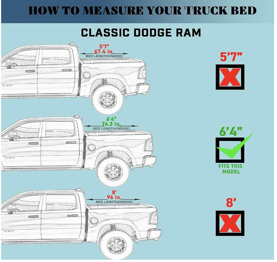 For 2019 to 2020 Ram 1500 Fleetside 76.3" Bed w/o Ram Box Bump Texture Hard Top Tri Fold Truck Tonneau Cover