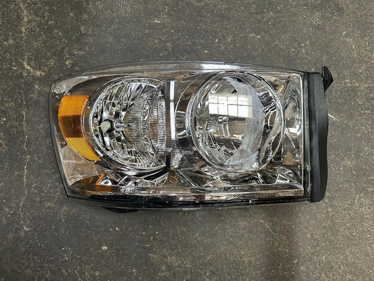 As Is 06-08 Dodge Ram Right Side/ Passenger Side Headlight Chrome Amber